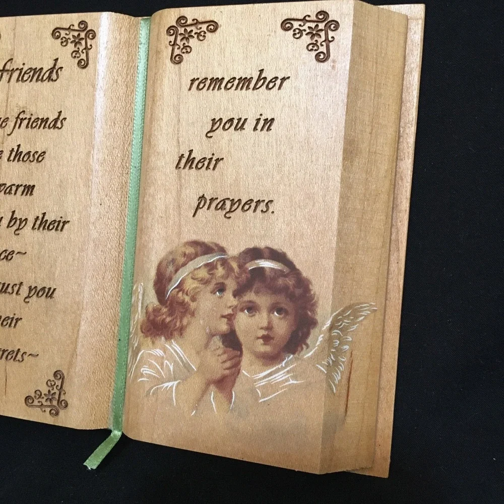 Vintage Plaque Sign motivational friends Quote. Wooden Carved Book Shabby Chic‎